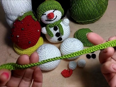 Amigurumi Boneco de neve para arvore de natal feito com linha ane da circulo