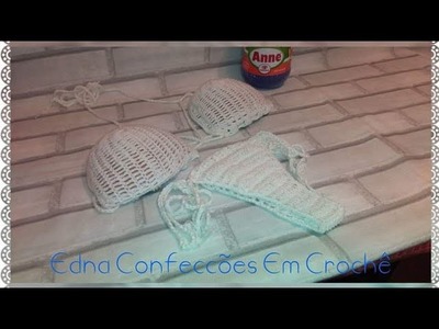 Biquíni Cinderela Em Crochê  (Parte 01) Passo a Passo para Iniciantes Edna Confecções Em Crochê