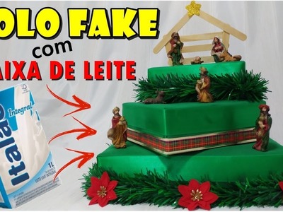 DIY Bolo Fake de Natal com Caixa de Leite #festasustentavel