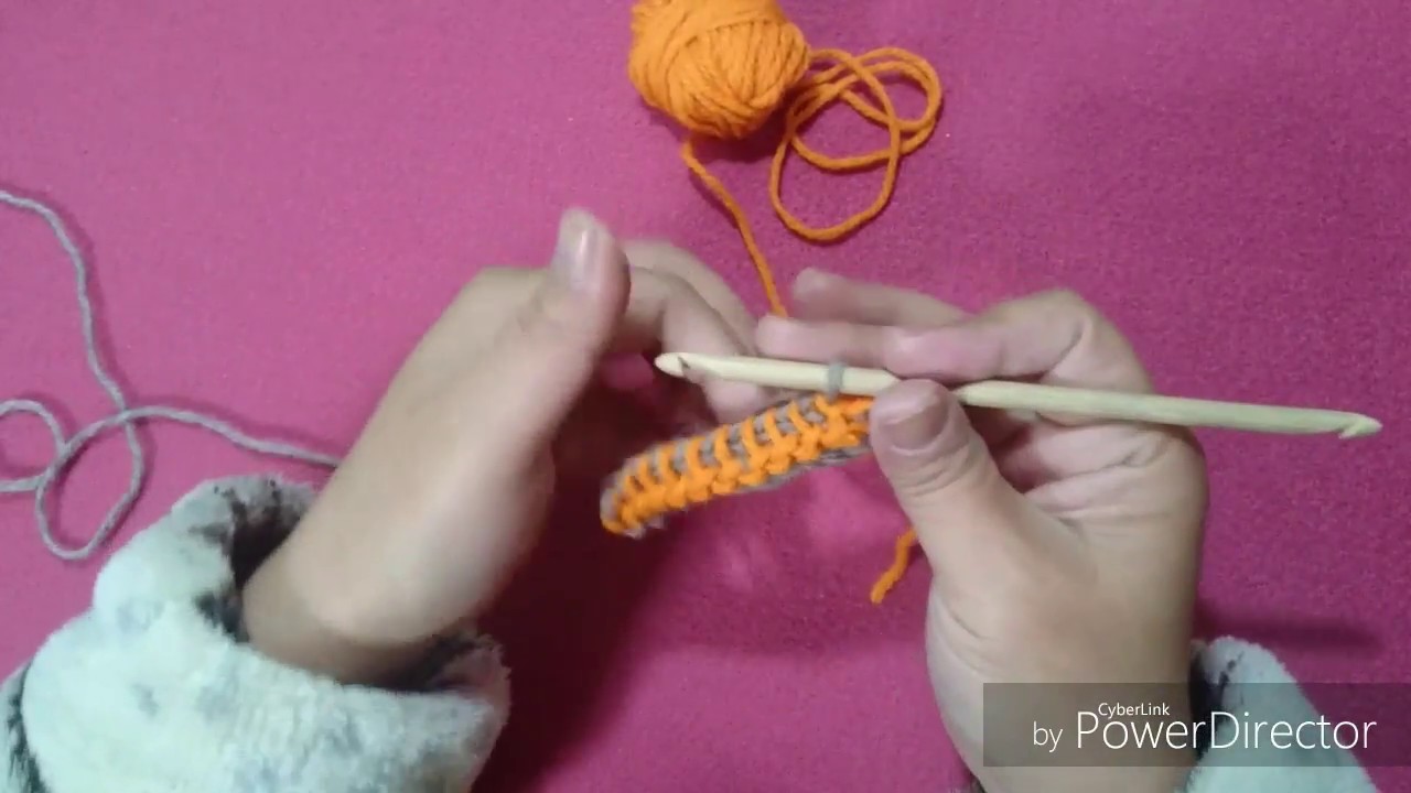 DIY CROCHET TUNISIAN RELEVO 2 CORES PARA GORROS MANTAS GOLAS ETC HD