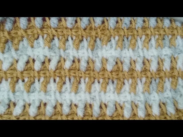 DIY CROCHET TUNISIAN RELEVO EM 2 CORES