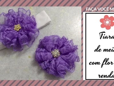 Diy Tiara com flor de renda