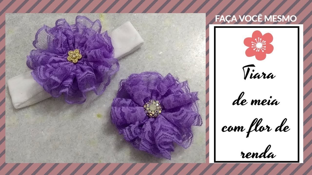 Diy Tiara com flor de renda