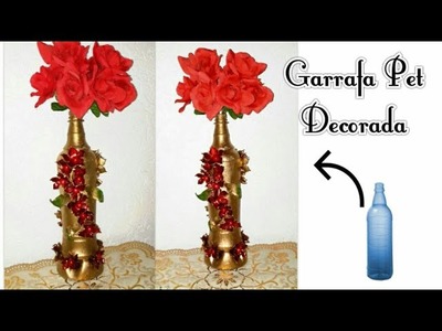 Garrafa Pet decorada com flores de pet - FT-Maria Figueiredo#artesanato