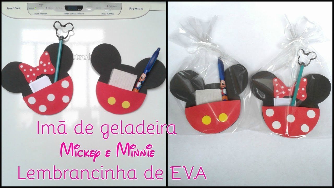 Imã de Geladeira Mickey e Minnie - Lembrancinha em EVA - Porta Recado