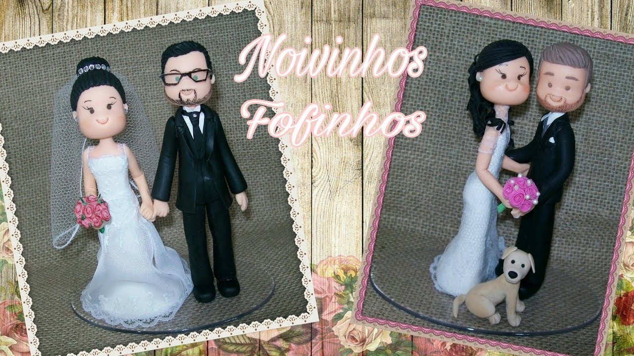 Noivinhos Fofinhos Biscuit - Noivinho de óculos - Noivinhos com cachorrinho