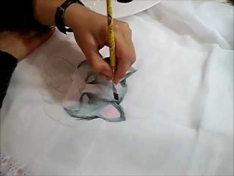 Pintura em Fraldas 1 - Gatinho - How to paint cat