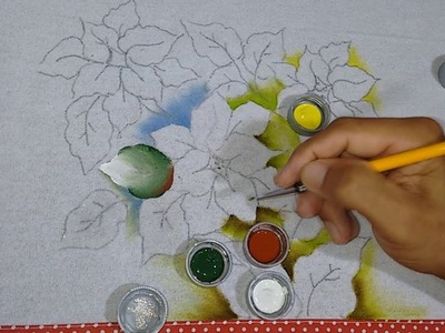 Roberto Ferreira - Aprenda a Desenhar e Pintar, Flor de Natal, Fundo e Folhas