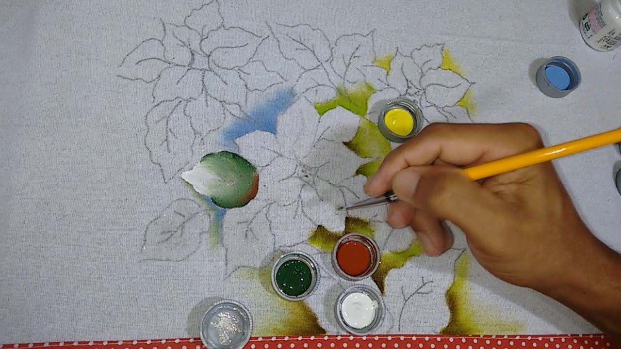 Roberto Ferreira - Aprenda a Desenhar e Pintar, Flor de Natal, Fundo e Folhas