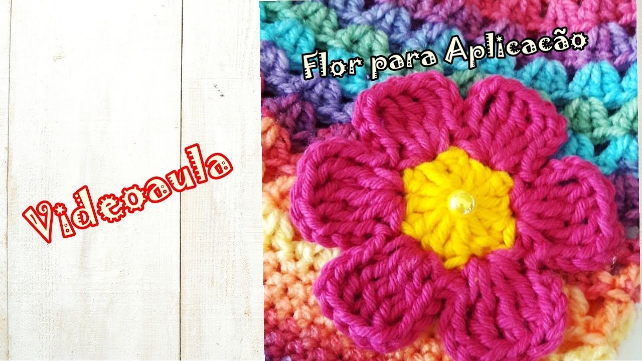 Flor de Crochê para Aplicação - "Diandra Schmidt Rosa"