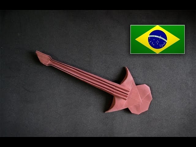 Origami: Guitarra -  Instruções em português PT BR