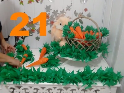 Aula 21 - Decoração de Páscoa em papel de seda (cenouras)