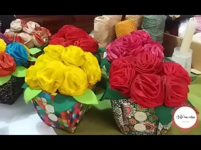 Como fazer um Vasinho de Flores e Folhas de Feltro