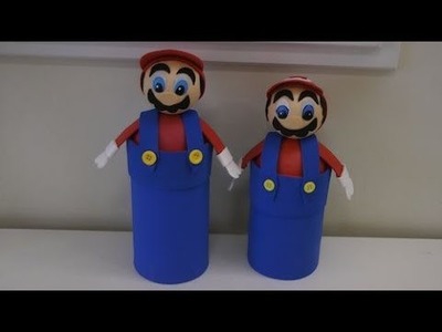 Porta treco de garrafa pet - Mario Bros