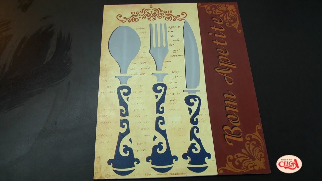 Alaide Bergami ensina a fazer uma placa decorativa para cozinha com stencil - Passo a passo.