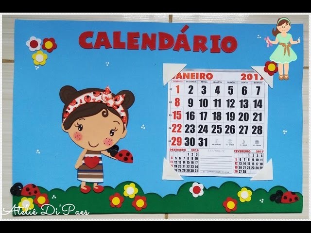 Calendário  menina joaninha
