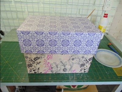 DIY - Caixa de papelão forrada com papel de presente