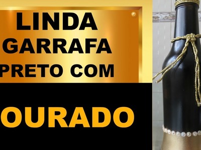 LINDA GARRAFA COM PRETO E DOURADO