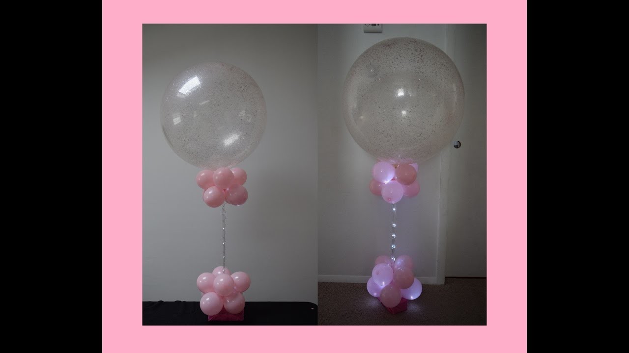 Passo a passo de como fazer uma coluna de balões diferente, com luzes LED e glitter