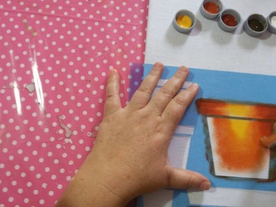 Pintura em tecido com stencil vasinho de barro