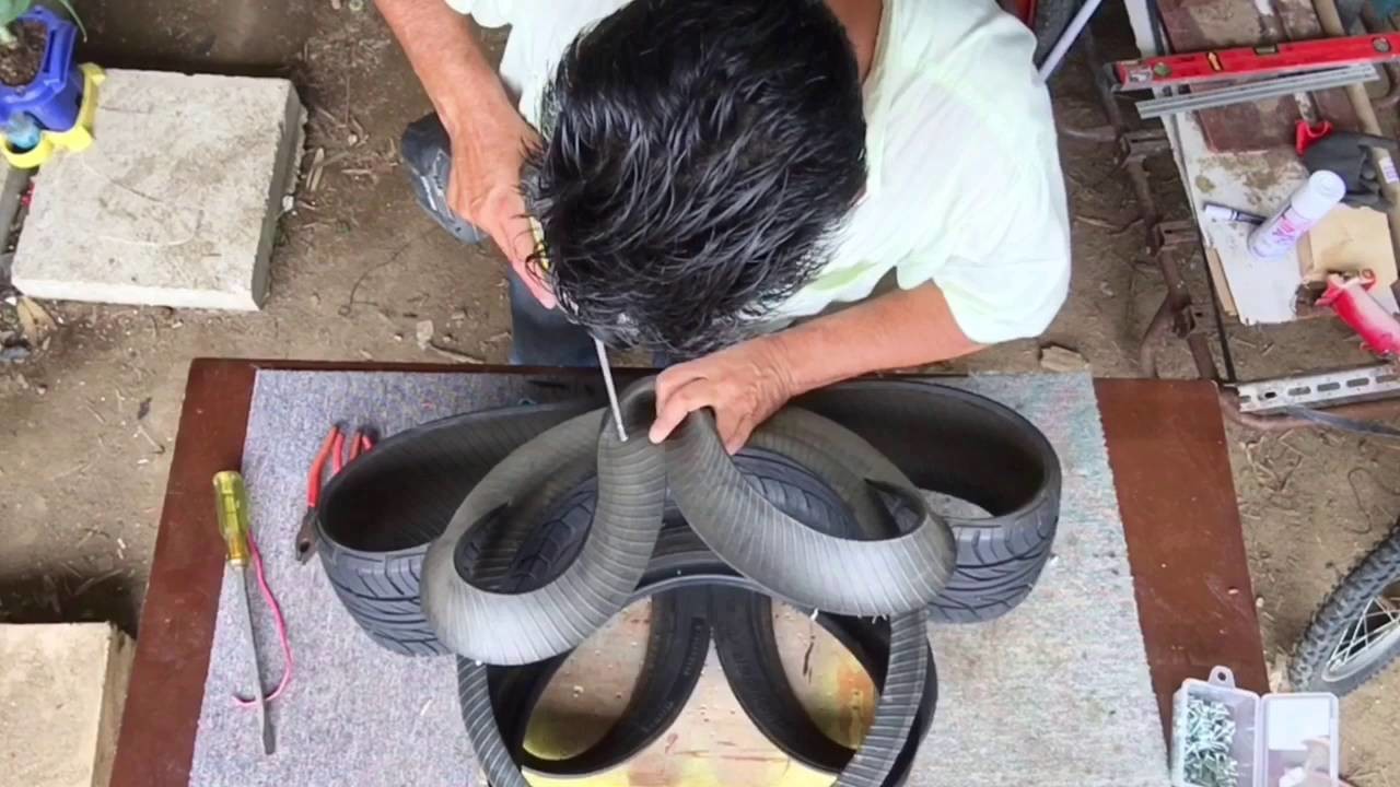 Tutorial parte (3) como fazer um vaso ornamental com um pneu velho!