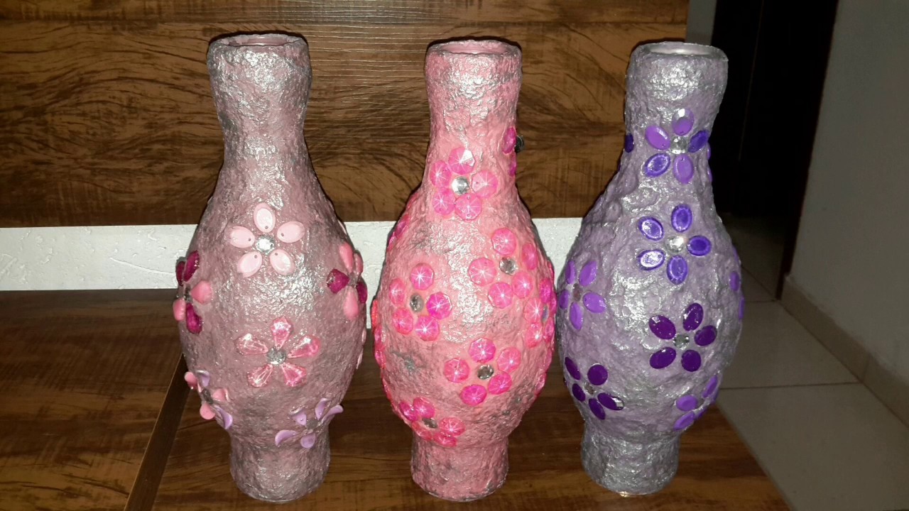 Vasos  decorados com folhas de acrílico  - reciclado n.15#artesanato