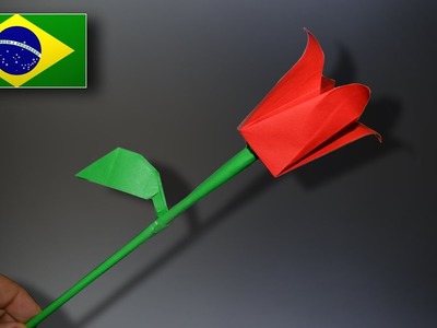 Origami: Rosa Simples. Flor Prison Break - Instruções em Português PT-BR