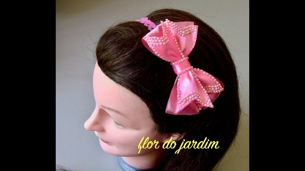 DIY- Laço luxo de fita de cetim e strass - satin ribbon bow