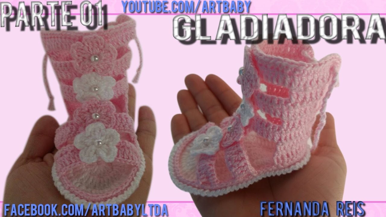 Gladiadora em Croche Sandalia - Professora Fernanda Reis - PARTE 1