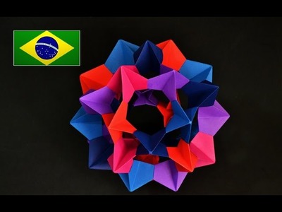Origami: Kusudama Electra (David Mitchell)  - Instruções em português PT BR