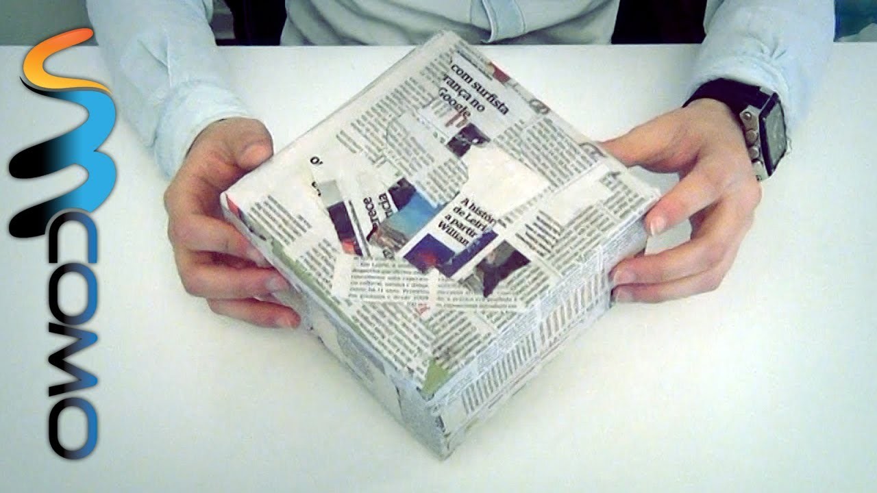 Revestir caixa com papel de jornal