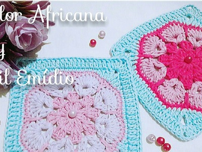 Square de crochê flor Africana com 8 pétalas #23 po Sil Emídio