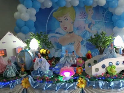 Decoração Cinderela para festa de aniversário infantil feminina em mesa clássica luxo