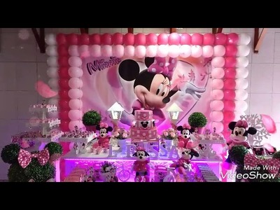 Decoração da Minnie rosa. Suze festa e retrospectiva