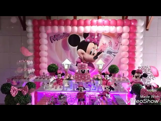 Decoração da Minnie rosa. Suze festa e retrospectiva