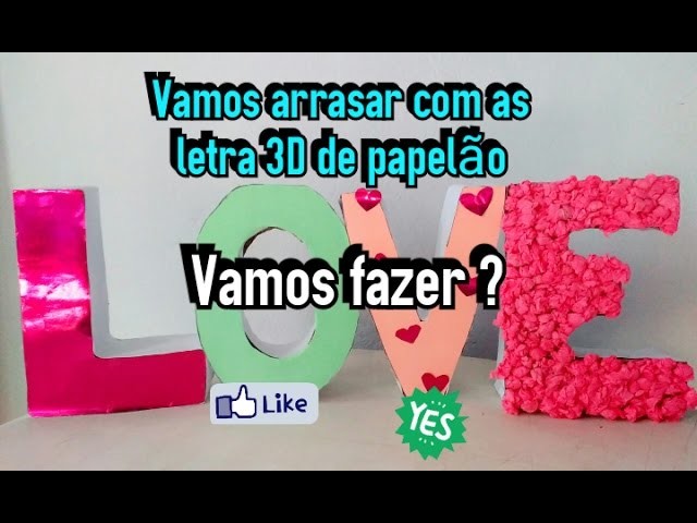 DIY - Letras 3D em papelão para Decorar seu Cantinho