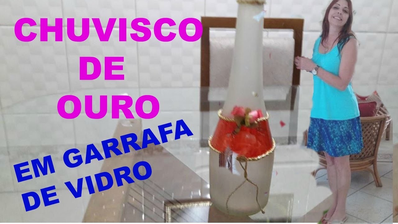 CHUVISCO DE OURO EM GARRAFA DE VIDRO (Golden drizzle in glass bottle)