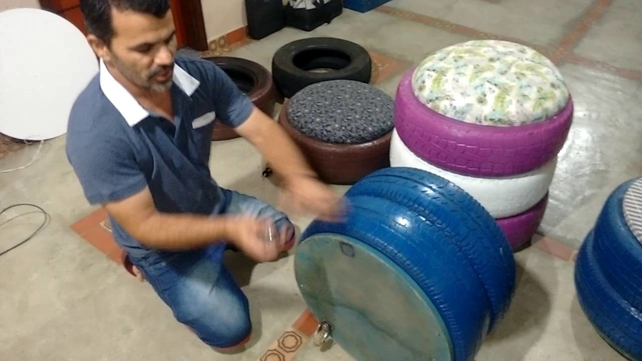 Como fazer um puff de pneu com rodinhas