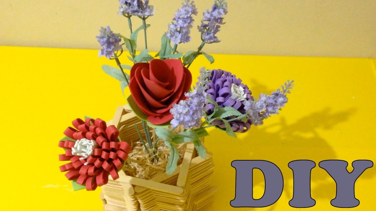 Como Fazer Vaso feito com Palitos de Sorvete - DIY Artesanato