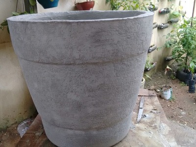 Como fazer Vaso grande de isopor e cimento