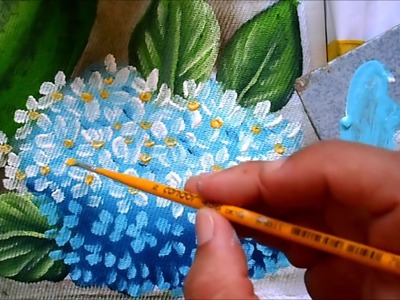 Pintura em tecido | como pintar hortênsia Azul