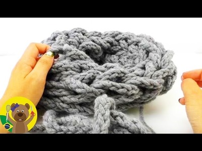 Cachecol Echarpe – Feito na mão com a lã super grossa – Super fácil e rápido