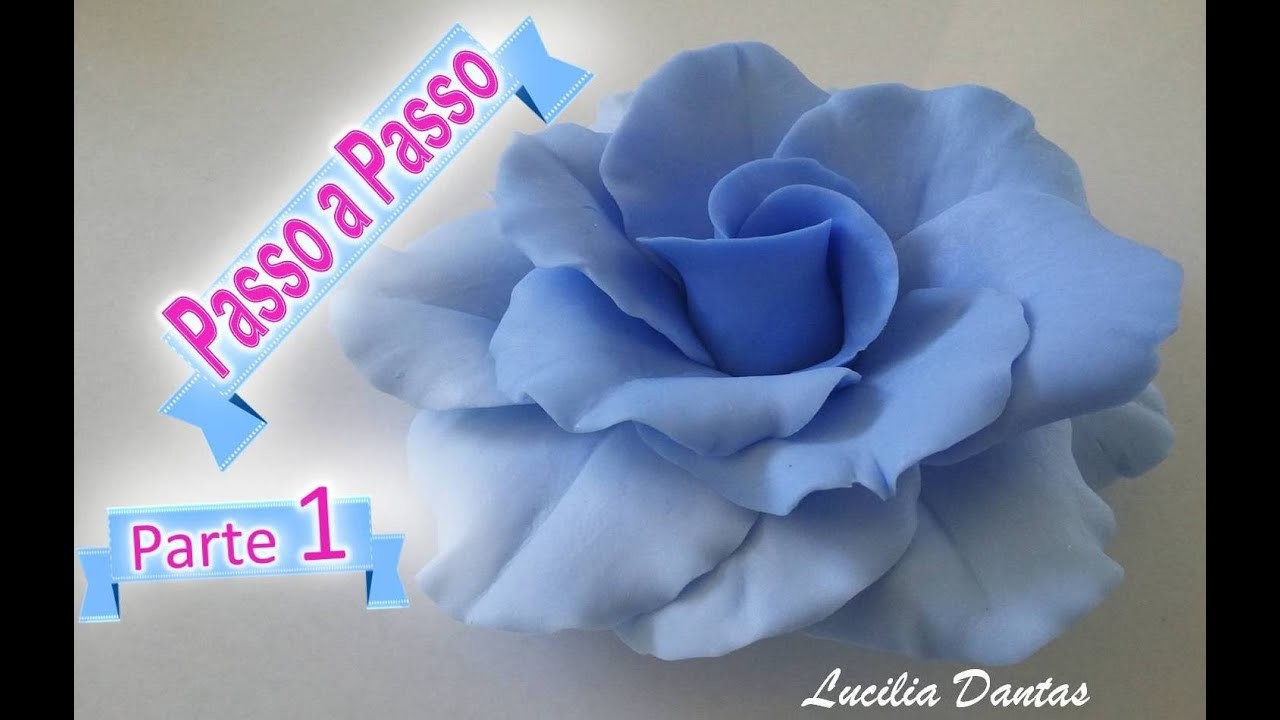 DIY♥_ Rosa Azul de Biscuit_ ♥ LU Passo a Passo ♥ parte 1.2