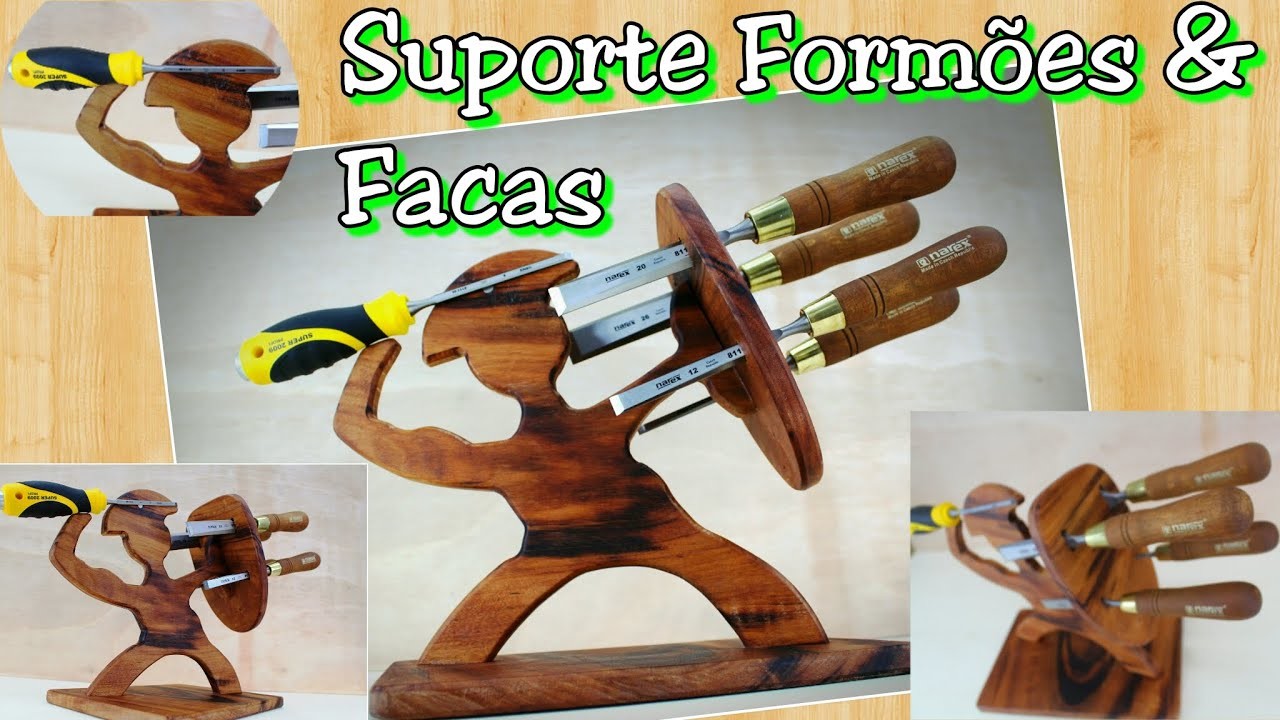Suporte para Formões ou Facas - madeira Muiracatiara