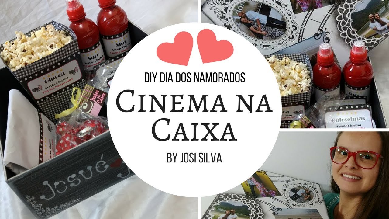 DIY - DIA DOS NAMORADOS - Cinema na Caixa-Decoupagem de foto, pátina, stencil e carimbo