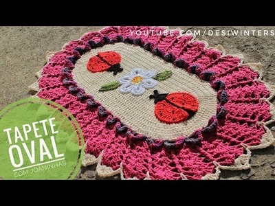 Tapete Oval de #crochê com Joaninhas - Artes da Desi