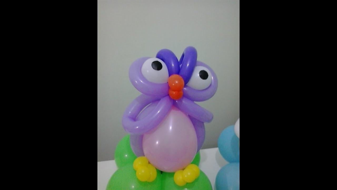 Como fazer coruja com  balões  -   owl with balloons