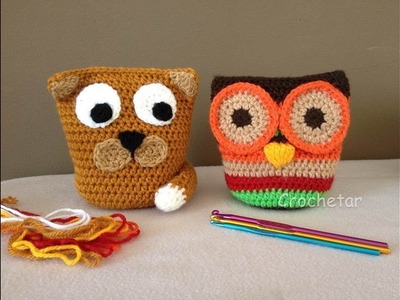 Gato. Coruja - Cat and Owl em crochê - Professora Maria Rita