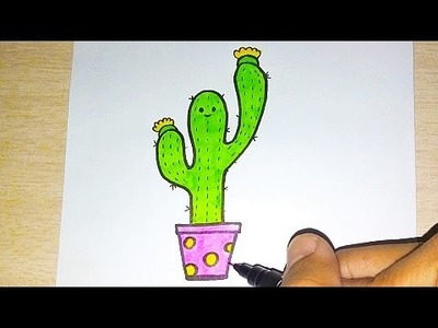 Como Desenhar um Cacto - How to Draw a Cactus