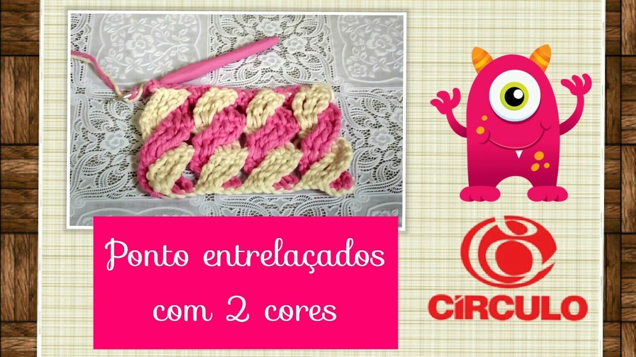 Versão canhotos: Ponto entrelaçado com 2 cores em crochê # Elisa Crochê